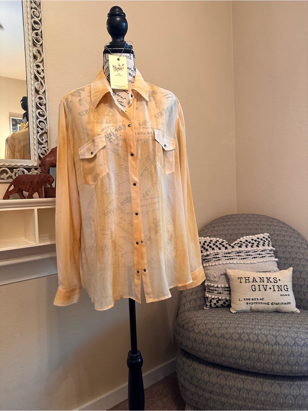 Chico's Soft Beige Blouse with Subtle Sheen